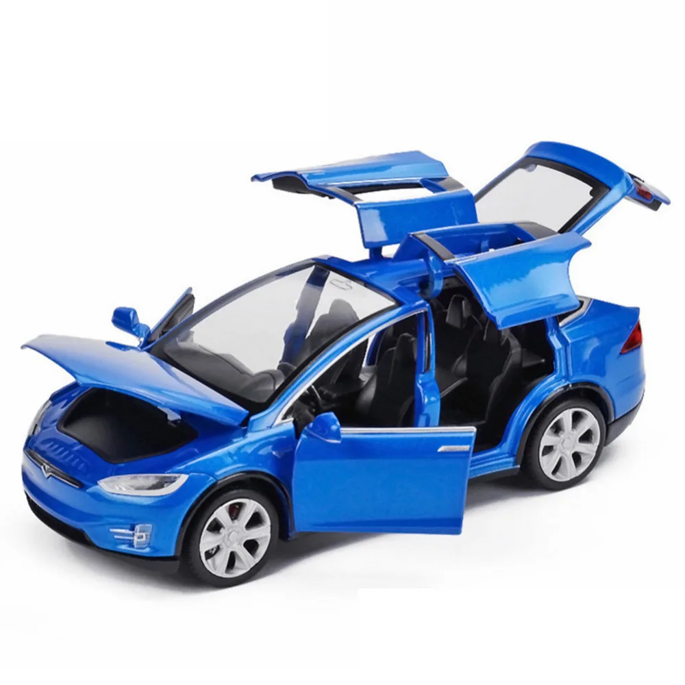 Высокая симуляция 1:32 Tesla модель X90 металлическая Acousto-optic выдвижной игрушечный