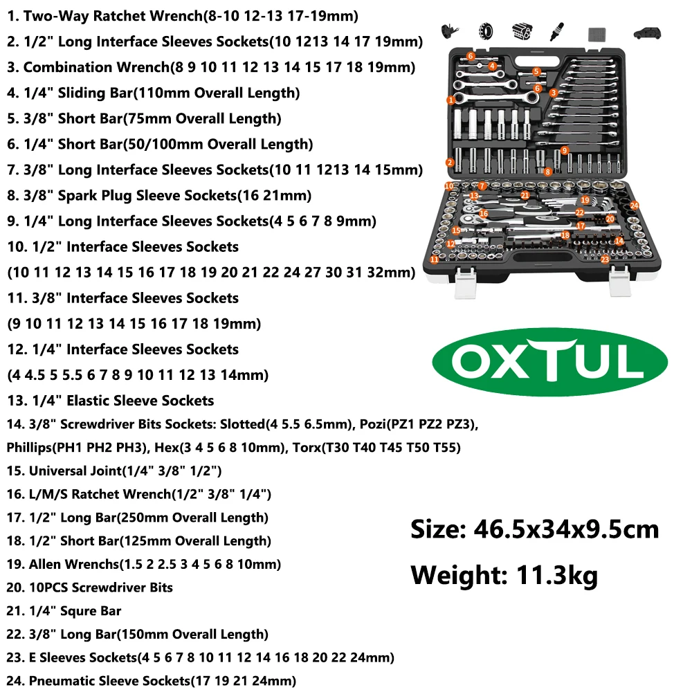 OXTUL 150 шт Профессиональные механические инструменты для ремонта автомобиля набор торцевых гаечных ключей трещотка отвертка Бытовая CR-V Сталь Ручной инструмент