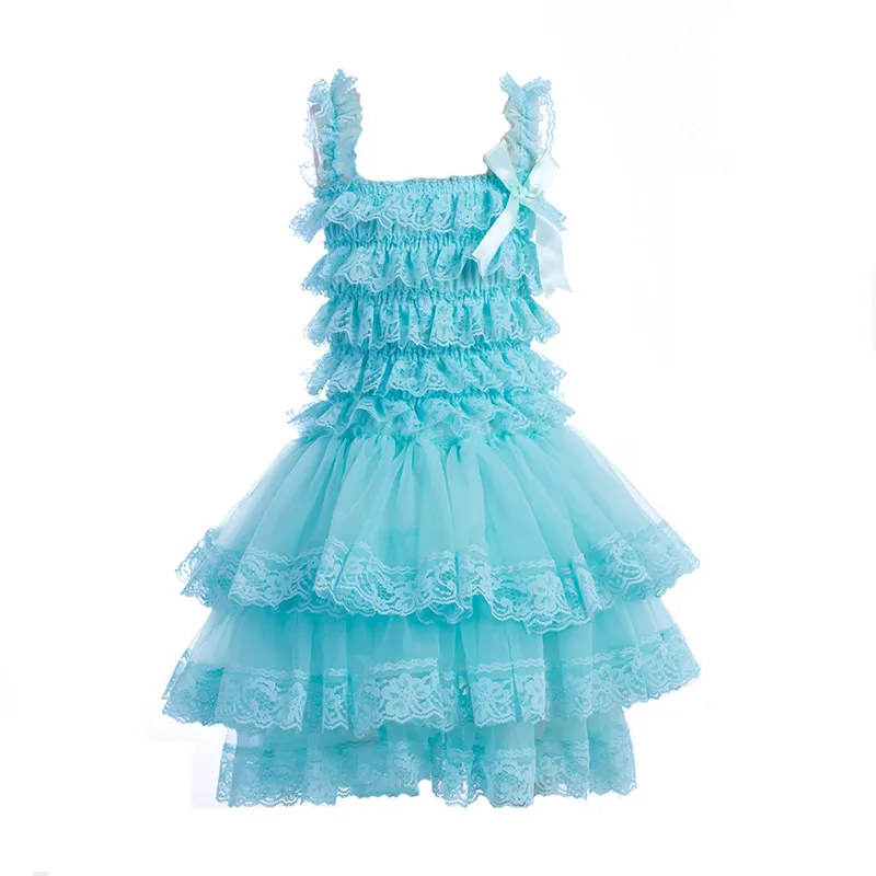 Sky blue Милая Одежда для девочек; Розовые Платья с цветочным узором для девочек; платье для свадебной вечеринки; кружевное шифоновое платье; платье для дня рождения - Цвет: Sky blue