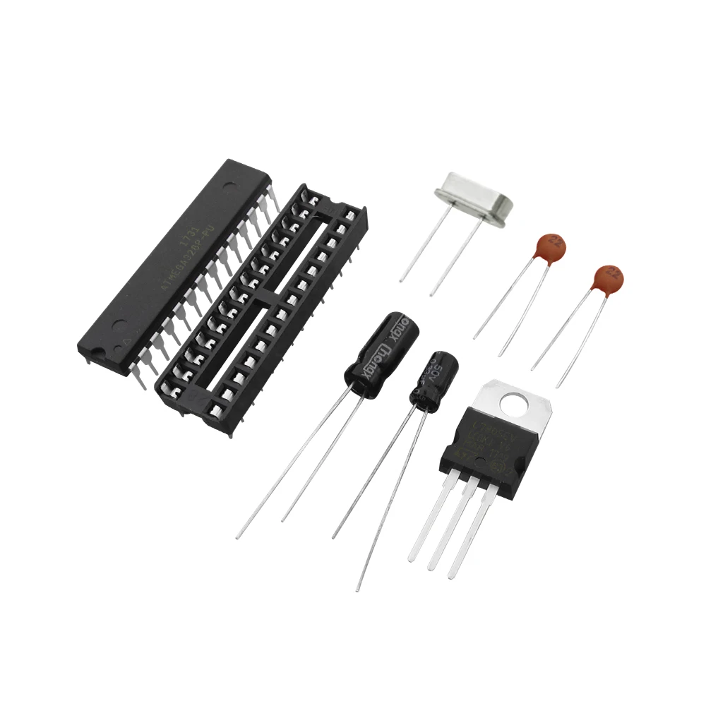 5 компл. = 40 шт. ATMEGA328P-PU без-Ar duino загрузчик + DIP разъем и комплект кристаллов 16 МГц |