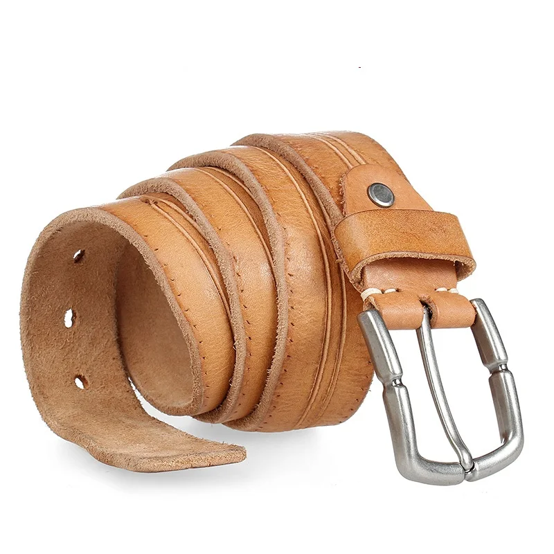 566  Men's leather Belt Cowhide Leather needle buckle minimalist retro decorative waist Belts Boy wide student Jeans Belt