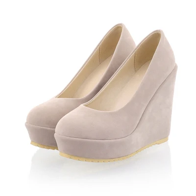 Beige VIGOR/свежая женская обувь; туфли-лодочки на высоком каблуке; весенняя обувь на танкетке; осенние женские туфли-лодочки; обувь на платформе; милые женские туфли ярких цветов; MY122 - Цвет: Beige