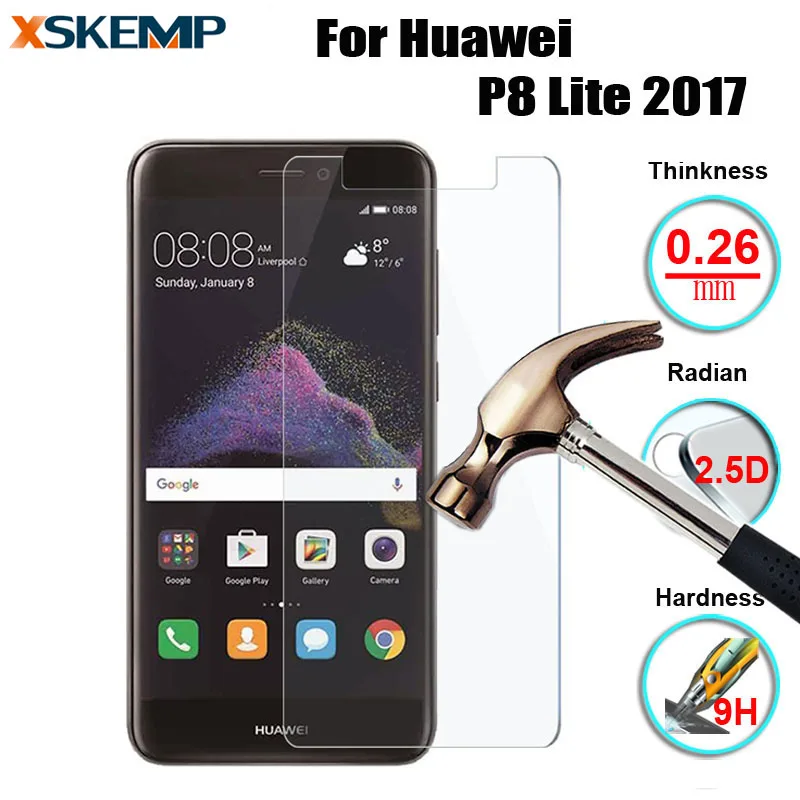 Для Huawei P8 Lite 2017 защитное Закаленное стекло пленка 9 H твердость Глянцевая