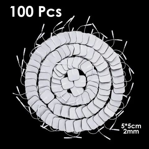 100 шт./лот 5*5 см электродные прокладки 2 мм многоразовые самоклеящиеся электроды для десятков импульсный акупунктурный стимулятор мышц Массажер