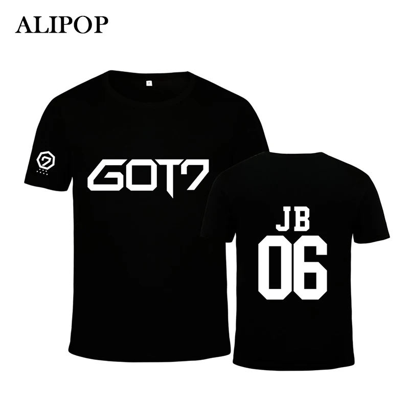 Kpop Fashion GOT7 JACKSON MARK JB JR. Футболка из жесткого хлопка с надписью FLIGHT LOG для второго