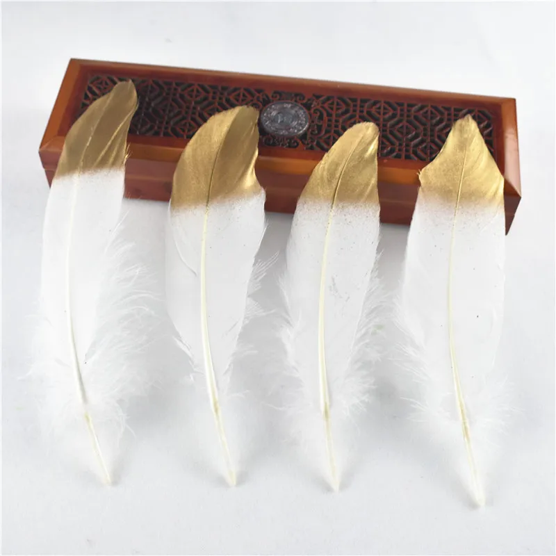 White Gold 10 шт./партия, золотой натуральный гусь, перо 15-20 см, головные уборы, украшения, шлейфы, сделай сам, декоративные перья для рукоделия, аксессуары для творчества - Цвет: White Gold