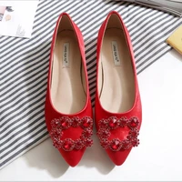 2021 new bride shoes red bride shoes small size 33 water drill square shoe size 40 43