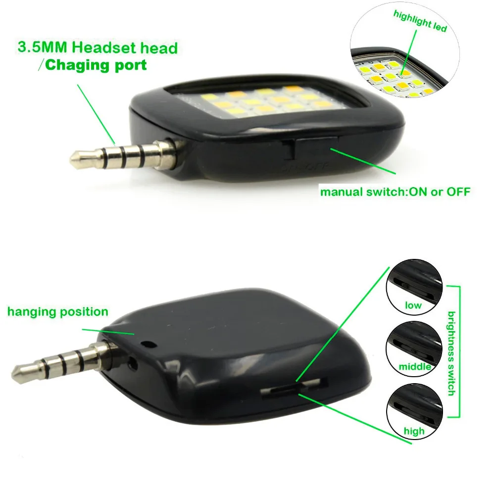 Gosear Встроенный 16 светодиодный вспышка для селфи светильник Камера телефон