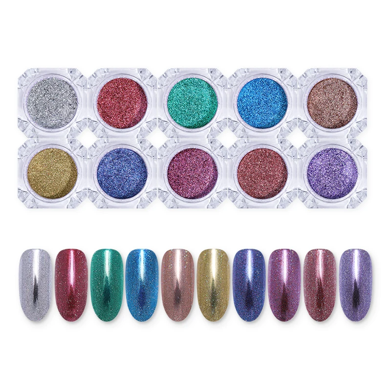Зеркальный порошок для ногтей 1 коробка блестящий голографический лазер