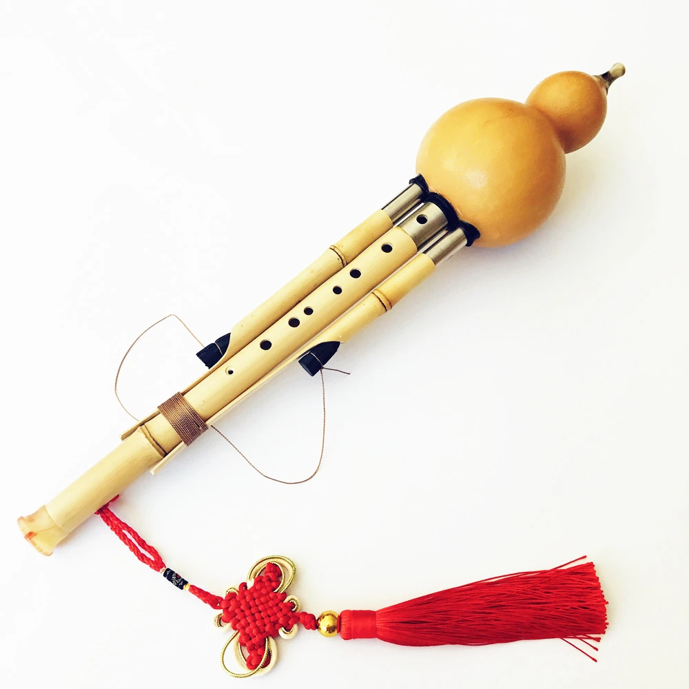 

Chinese Handmade Hulusi Golden Bamboo Gourd Cucurbit Flute 7&9 Holes Musical Instrument Key of bB/C/F/G with Case Flauta Dizi