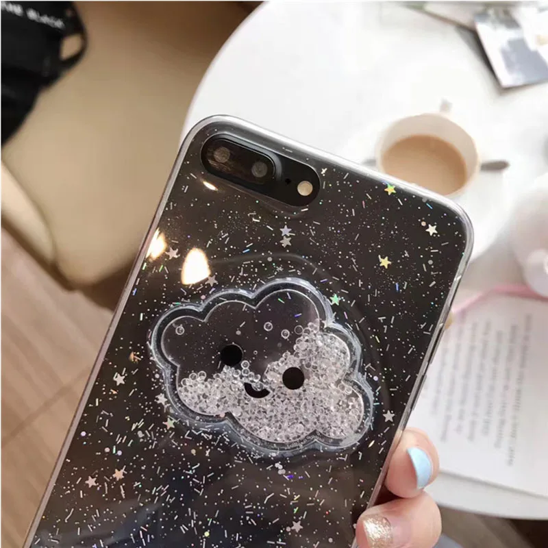 Прозрачные эпоксидные блестки поток бисера облако iPhone6splus мобильный корпус -