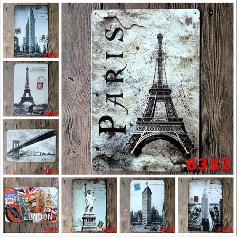 Известных достопримечательностей Placa Decorativa Старинные бар кафе украшения