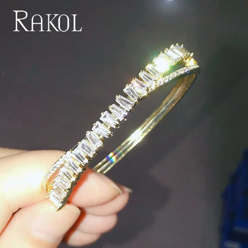 RAKOL Дубай Роскошный AAA кубический циркониевый свадебный браслет для женщин