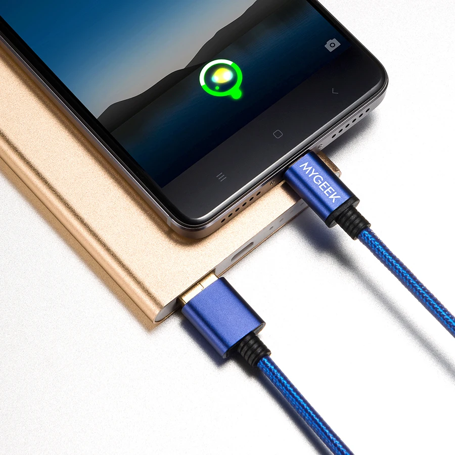Mygeek обновление Нейлон Micro USB кабель для samsung htc huawei Xiaomi 2 м провод быстрой зарядки