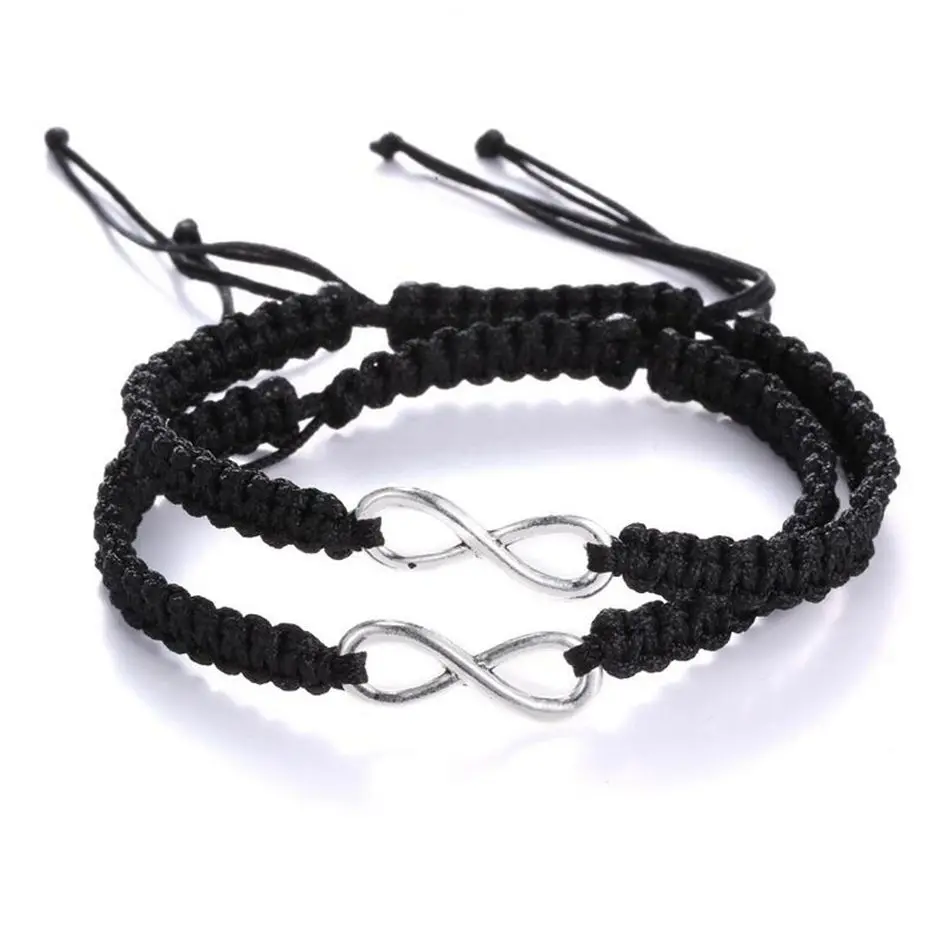 10 шт. браслет ручной работы с персонажами на удачу Черный регулируемые браслеты