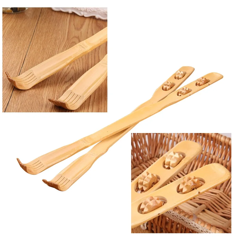 

2021 New 45cm Long Wooden Itch Massage Roller Body Stick Roller Back Scratcher Bamboo Massager Back Scratcher Body Treatment