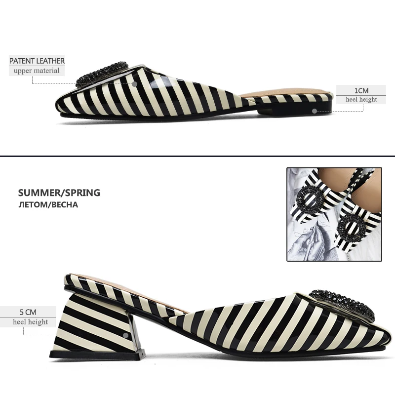 Женские тапочки с квадратным носом из лакированной кожи ISNOM женские шлепанцы в