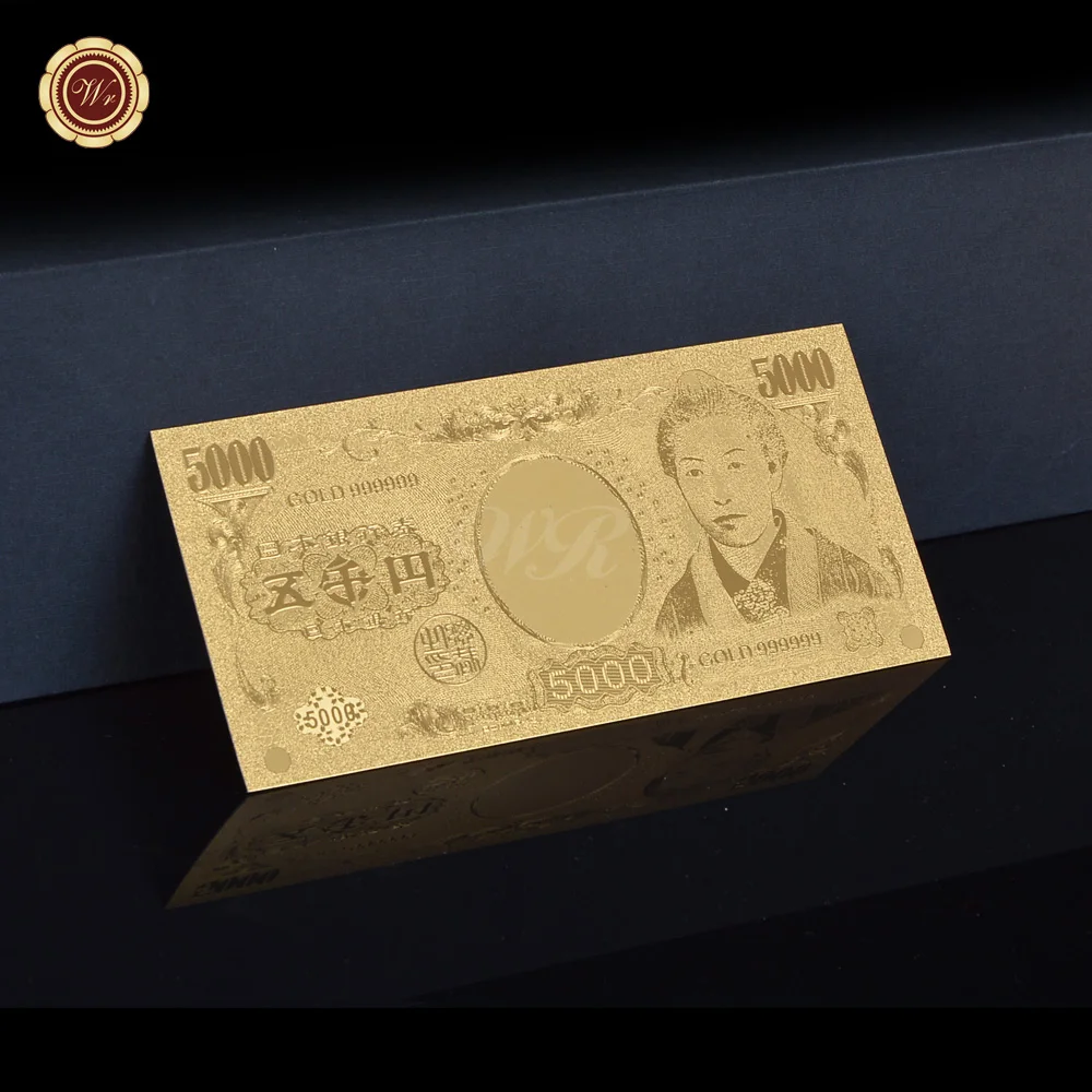 Япония 5000 иен 99.9% 24 карат Золотая банкнота Inazo Nitobe банкнота|gold peace sign ring|banknote valuesgold