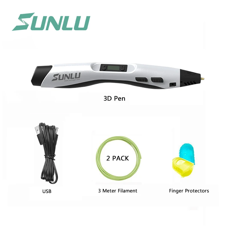 

SUNLU new model SL300A 3d pen LCD Screen consumable PCL PLA ABS filament 1.75mm with USB cable excellen painting