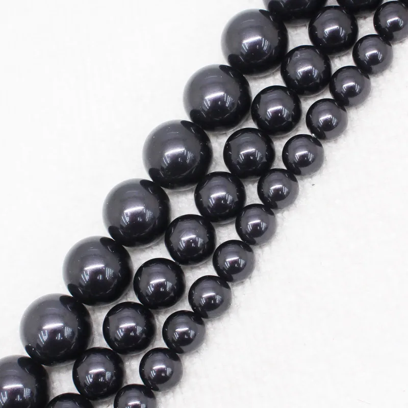 Оптовая продажа 8-14 мм красивый черный жемчужный Круглый свободный Beads15 &quot/38 см