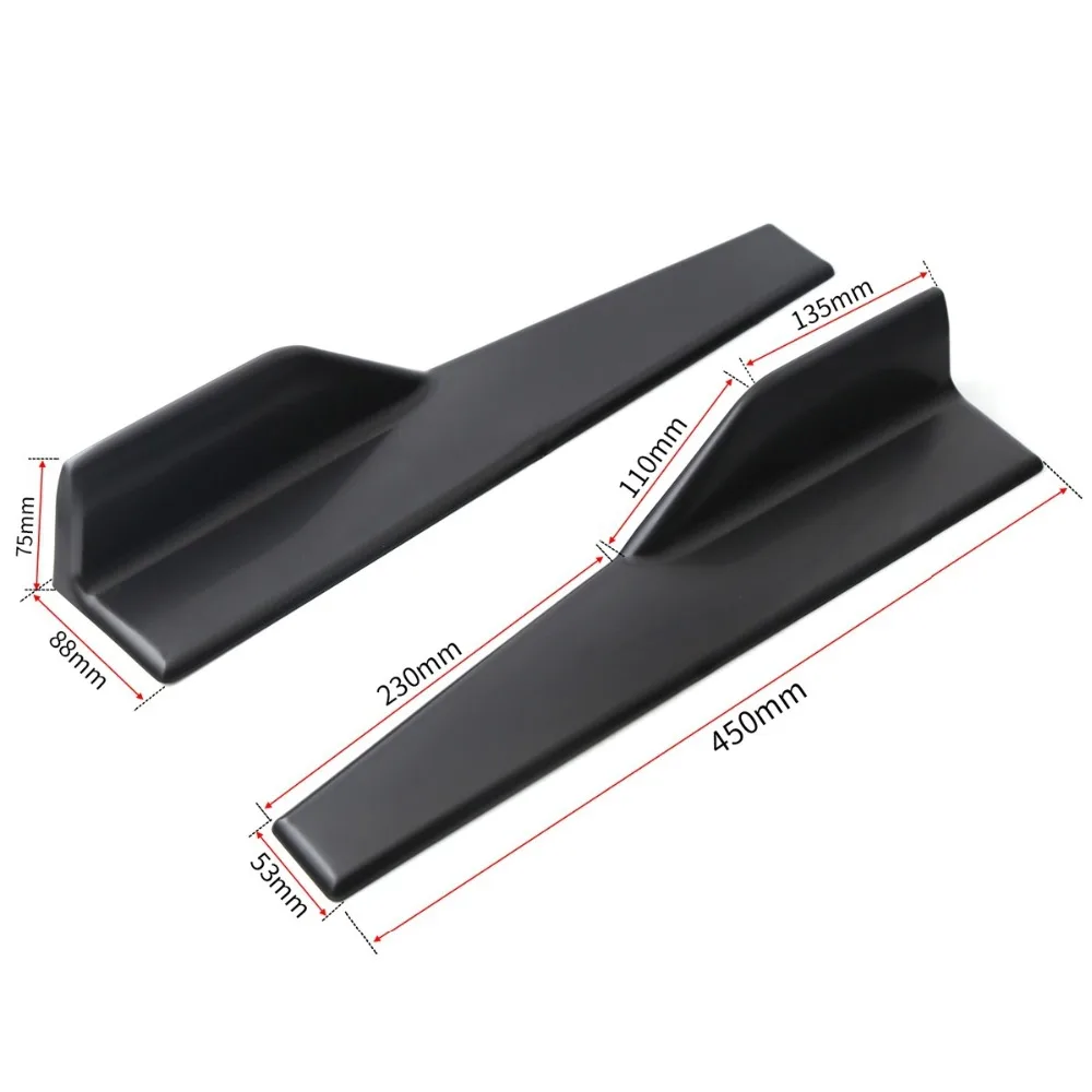 2 шт. боковая юбка удлинитель подходит рокер сплиттеры Winglet Wings Canard диффузор Универсальный Черный углеродного волокна сбоку юбка