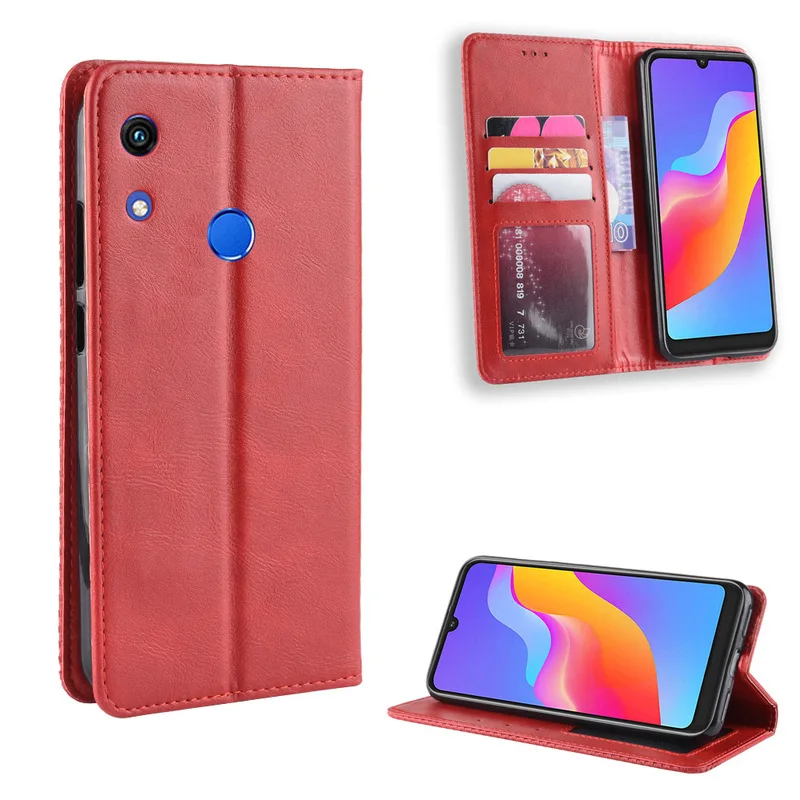 Чехол книжка для Huawei Honor 8A винтажный тонкий кожаный чехол с магнитной застежкой