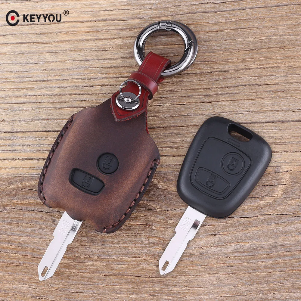 Кожаный дистанционный автомобильный брелок KEYYOU чехол для ключей Peugeot 206 307 207 408