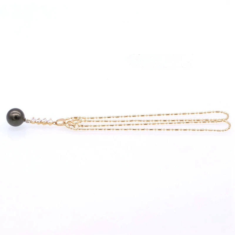 GZJY Имитация черного жемчуга ожерелье длинная цепочка циркон ювелирные изделия