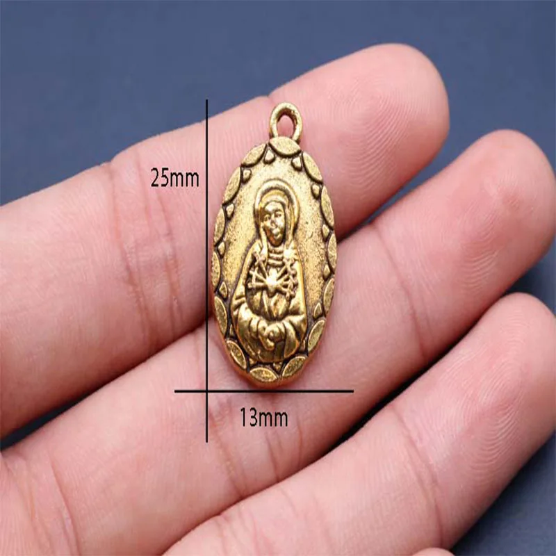 

Catholic Charm Golden Mercy Maria Medal Catholic Church Medal.