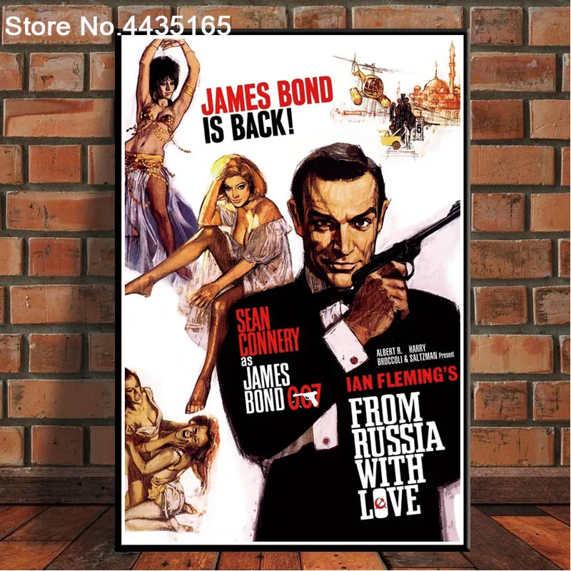 Светло-серый Постер Джеймса Бонда 007 фильм Астон Мартин плакаты и принты Холст Живопись стены Искусство картина для современного бара комнаты домашний декор - Цвет: Светло-серый