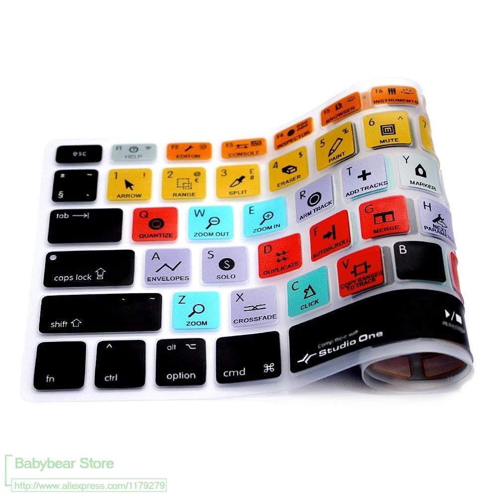 Силиконовый чехол для клавиатуры Studio One Hotkey старого Macbook Pro 13 15 Euro Eu Us Air 3|Чехлы