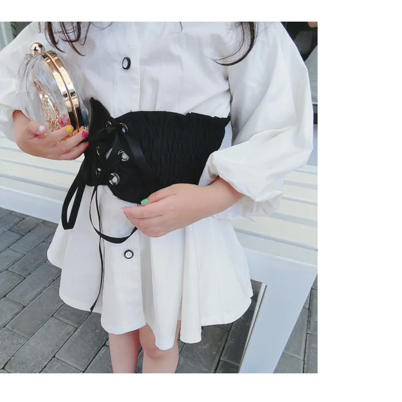 2018 Весенняя белая блузка с длинным рукавом для девочек + Классический дизайн