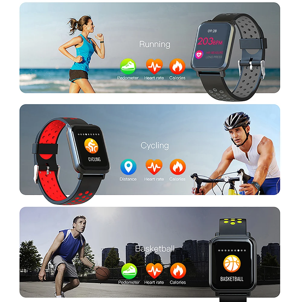 Спортивные умные часы S9 с пульсометром монитором сна и артериальным давлением