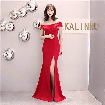 Халат femme vestidos женское платье Элегантное красное платье с открытыми плечами Сексуальные вечерние платья для ночного клуба длина до пола Elbise вечерние платья - Цвет: Red