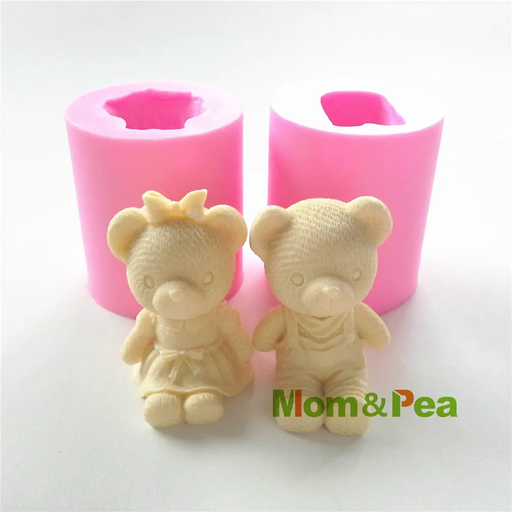 Mom& Pea 0494,, силиконовая форма для мыла в форме медведя для мальчиков, украшение торта, помадка, 3D форма для торта, силиконовая форма для пищевых продуктов