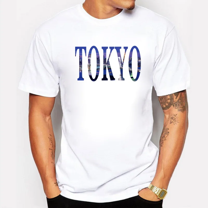 Мужская футболка с принтом туристического города Японии Токийский дизайн принт