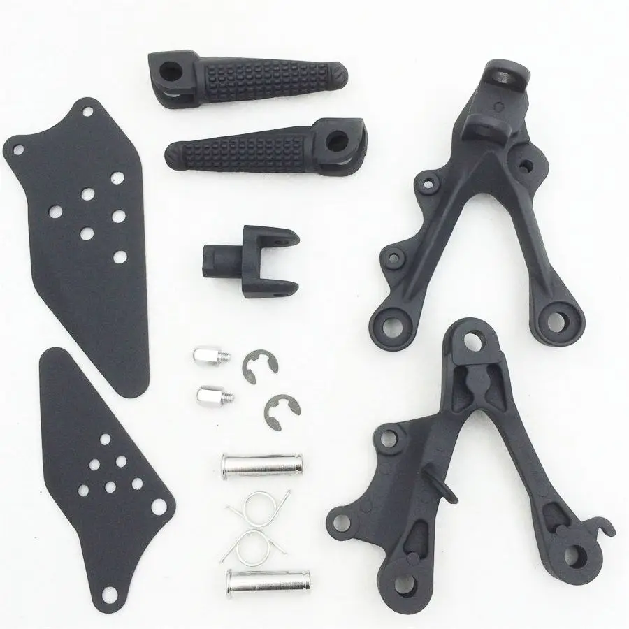 

For 2009 2010 2011 Kawasaki ZX6R ZX636 09 10 11 Motorcycle Forefoot Front Rider Foot Rest Pegs Pedals Bracket kit Black / Silver