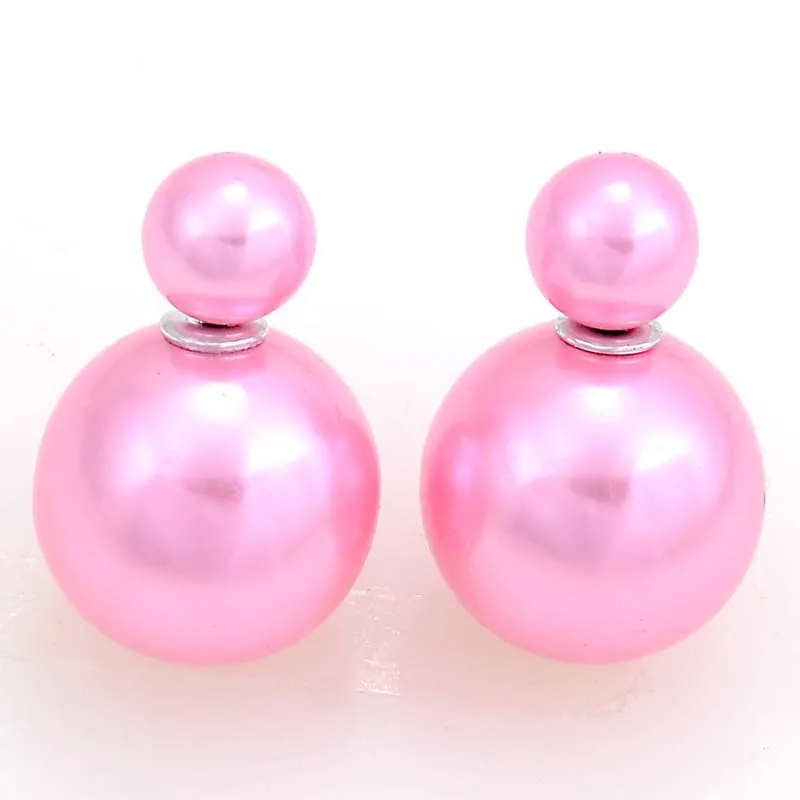 Pink Miasol 3 пары двухсторонние жемчужные серьги-гвоздики большой маленький круглый шар имитация жемчуга Серьги пусеты ювелирные изделия - Окраска металла: Pink
