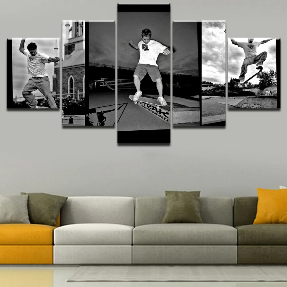 Модульный постер на стену 5 панелей для спорта скейтбординга домашний декор