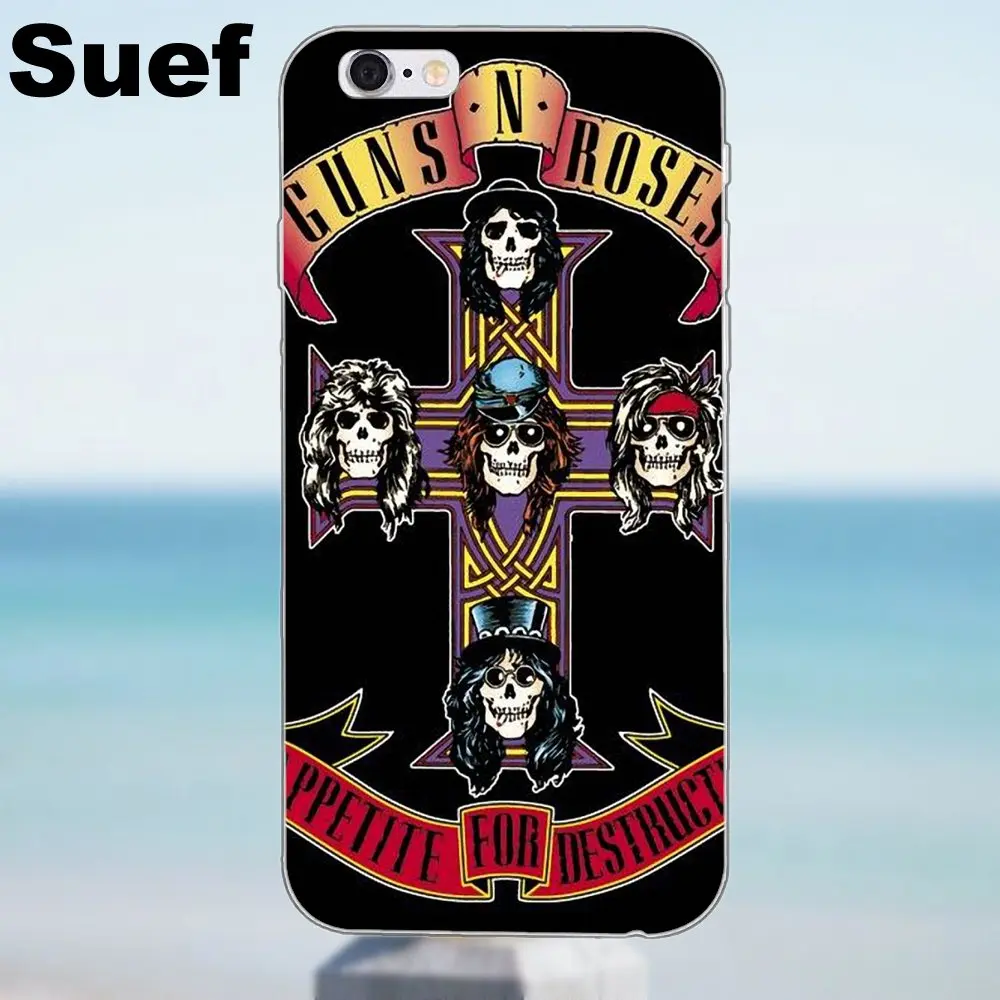Suef Guns N Roses Rock Band Мягкая Мода для iPhone 4 4S 5 5S 5C SE 6 6S 7 8 Plus X Samsung Galaxy J1 J3 J5 J7 A3 A5 2016 2017 |