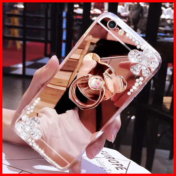 Чехол для IPhone 7 Plus роскошный мягкий зеркальный чехол с кольцом на 360 градусов X XS MAX