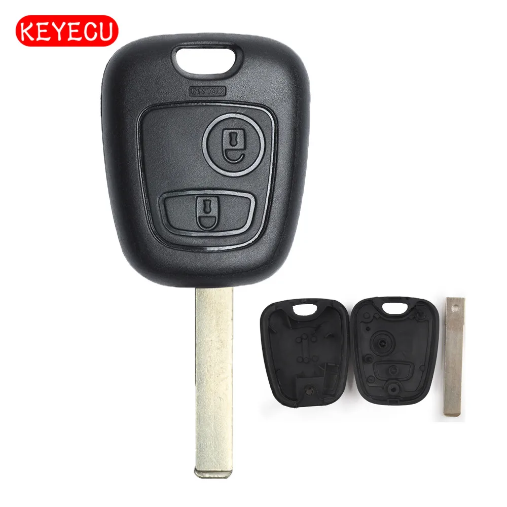

Keyecu 10pcs/lot Remote Key Shell Case 2 Button Keyless Entry for PEUGEOT 307 107 207 407 No Logo VA2 Blade