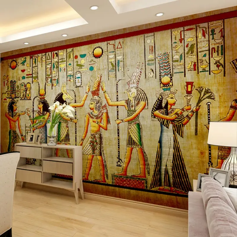 Винтажные обои ретро Египет Мурали настенные обои на заказ 3D для жилой комнаты и спальни, самоклеящиеся винил/шелк.