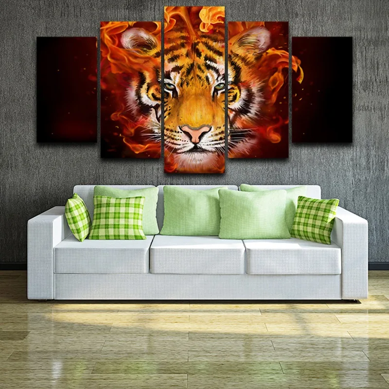 Artistic Print Drawing on Canvas Framed wall art pictures Spray Oil Painting Decoration Printed Decor for home Tiger Head AE0473 | Дом и сад