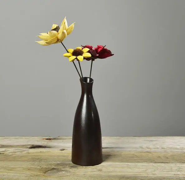 Modern Simple matt black ceramic art vase living room dining Desktop home Rose Ideal flower ornaments decoratiom | Дом и сад