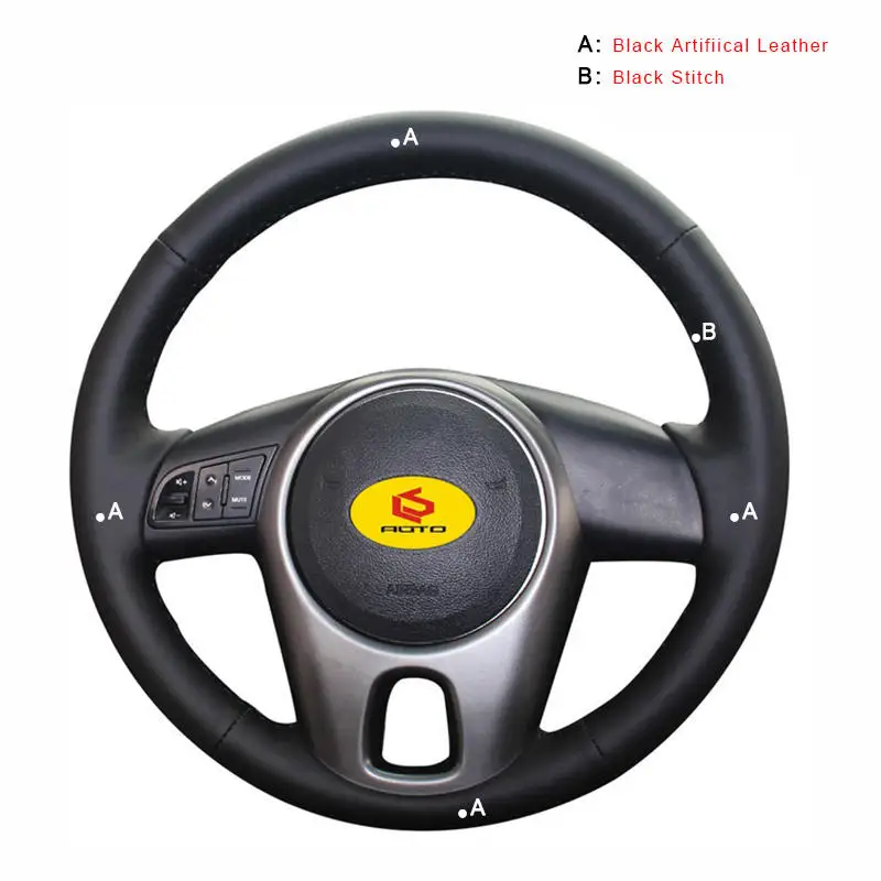 Авто оплетка на руль Крышка для Kia Forte 2009- Soul 2010-2013 Rio 2009-2011 ручная швейная чехол рулевого колеса автомобиля - Название цвета: Artificial Leather