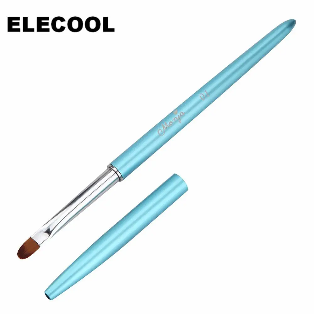 01 ELECOOL профессиональная кисть для дизайна ногтей, ручки с металлической ручкой для УФ-геля, рисования, накладки, кисти для ногтей, маникюрные инструменты - Цвет: 01
