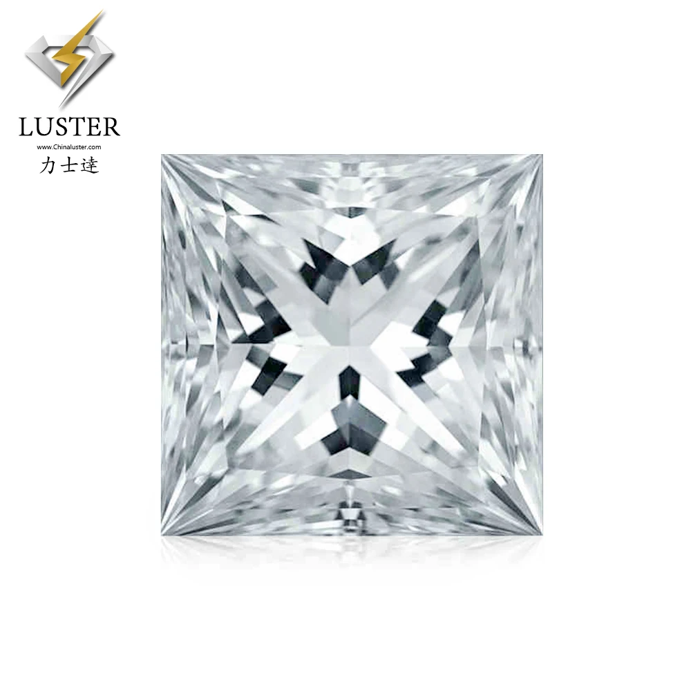 Forever solitaire brilliant white color moissanites 3*3~8*8mm Princess Cut square synthetic