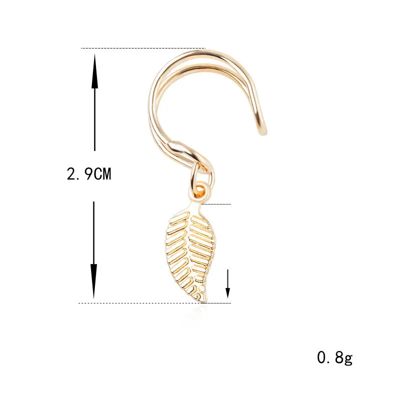 1 шт. Панковские геометрические серьги в форме буквы U Ear Clip Cuff Wrap, без прокола - клипса листьев. Украшение для женщин.