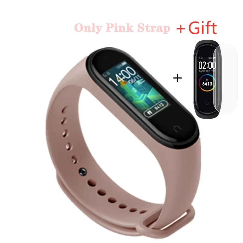 Xiaomi mi ремешок 4 силиконовый сменный Браслет для Xia mi Band 4 mi Band 4 ремешок для часов Xiao mi Watch Band 4 ремешок+ пленка - Цвет: Pink